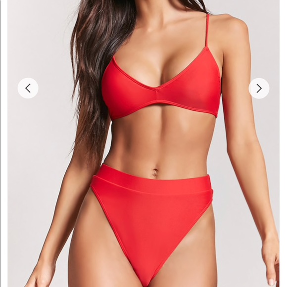 red high waisted bikini set